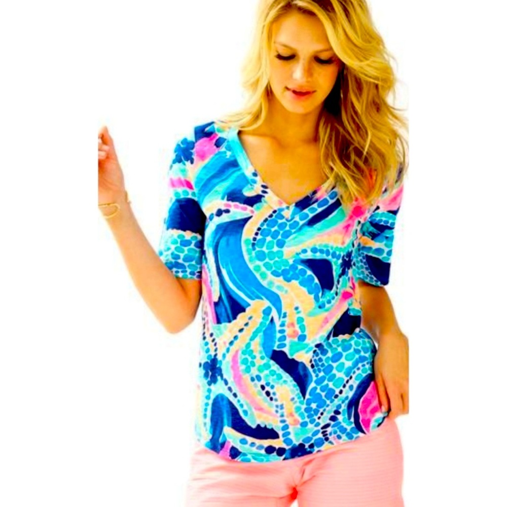 Lilly Pulitzer Ida Tee Top in Ocean Jewels
